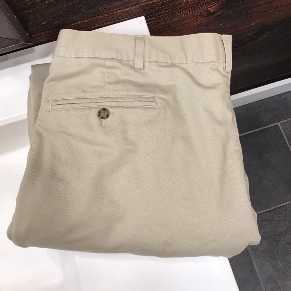 Vintage LL Bean Mens Flannel Lined Pants Size 42x34 Pleated Khakis Straight Leg - Picture 11 of 16